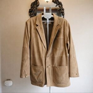 Orvis Leather Field Jacket Mens 46 Brown Blazer Hunting Coat Bandara Zambezi